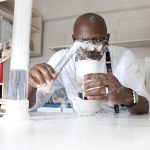 A scientist at work in a medical lab.